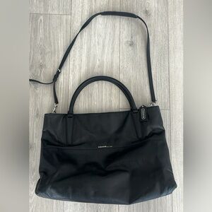 Authentic Coach Black Leather Shoulder Bag and keychain